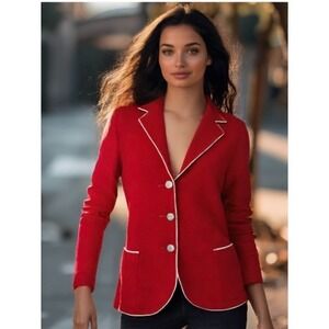 Vintage HARROW Clothiers Wool Blazer Jacket Made England Red Size Large 10 EUC